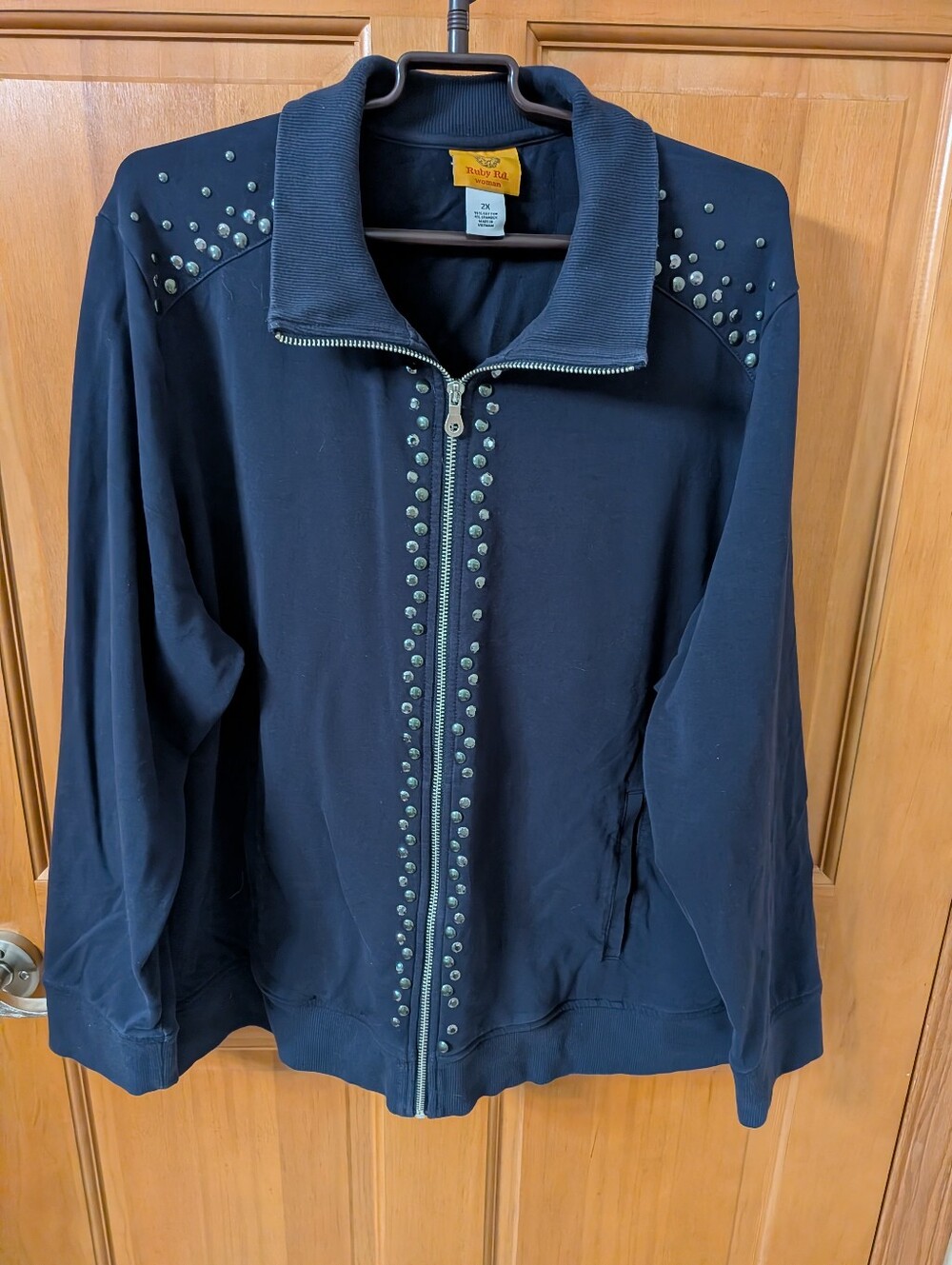 Ruby Rd. Women's Black Studded Zip Jacket, 2X